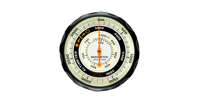 ひし型 エバートラスト 高度計 アナログ コンパス 気圧計付き ブラック NO1230